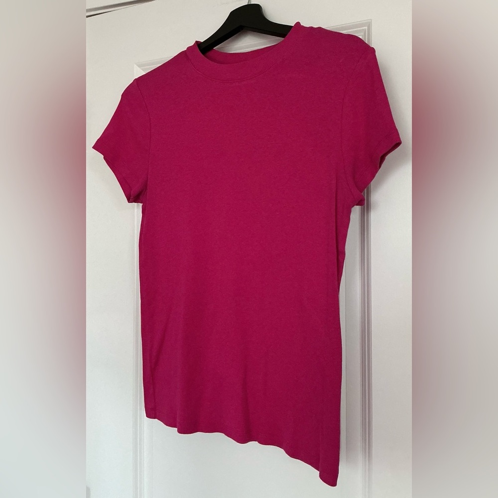 A New Day Women's Fuchsia Short Sleeve Ribbed Tee